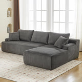Garvee 106" Modular Sectional Sofa Cloud-Like L-Shaped Couch With Chaise Lounge Convertible Compression Sleeper No Assembly Required Corduroy Fabric for Living Room Bedroom Apartment - Gray