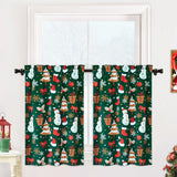 Garvee Christmas Cafe Curtains, 2 Panels Christmas Snow Man Window Tiers for Short Windows with Rod Pocket, Boho Xmas Home Decor Half Window Kitchen Cafe Curtains, 26" W x 45" L - Snowman Green