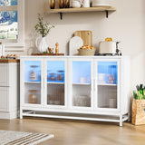 Garvee Sideboard Buffet Storage Cabinet, Wood Accent Kitchen Coffee Bar Cabinet with 4 Doors and Adjustable Shelves for Kitchen, Dining Room, Hallway, Living Room