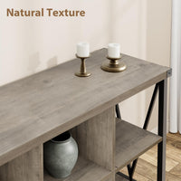 Garvee Console Table, Rustic 3 Tier Sofa Table Behind Couch, Industrial Metal Entryway Table with Storage Shelf, Farmhouse Wooden Foyer Hallway Table for Entry Living Room,Grey.