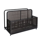 Garvee 43"×23"×28" Poolside Float Storage Basket with Wheels, PE Rattan, Weather-Resistant, 1 Compartment, 1 Basket, for Patios, Black Brown - Black Brown