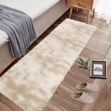 2x6 plush area rug, beige tone, cozy and modern design for kitchens and bedrooms.