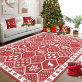 Garvee Christmas Rug Washable Area Rugs 5x7 Rug for Living Room Non Slip Soft Non Shedding Throw Rugs Stain Resistant Room Decor Carpet for Dining Room Geometric|Red 5'x7' - Geometric|red
