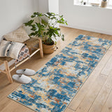 Garvee Area Rug Washable Non-Shedding Abstract Soft Non-Slip Rug for Living Room Dining Room Indoor Playroom 2x6Ft Golden Blue - Golden Blue