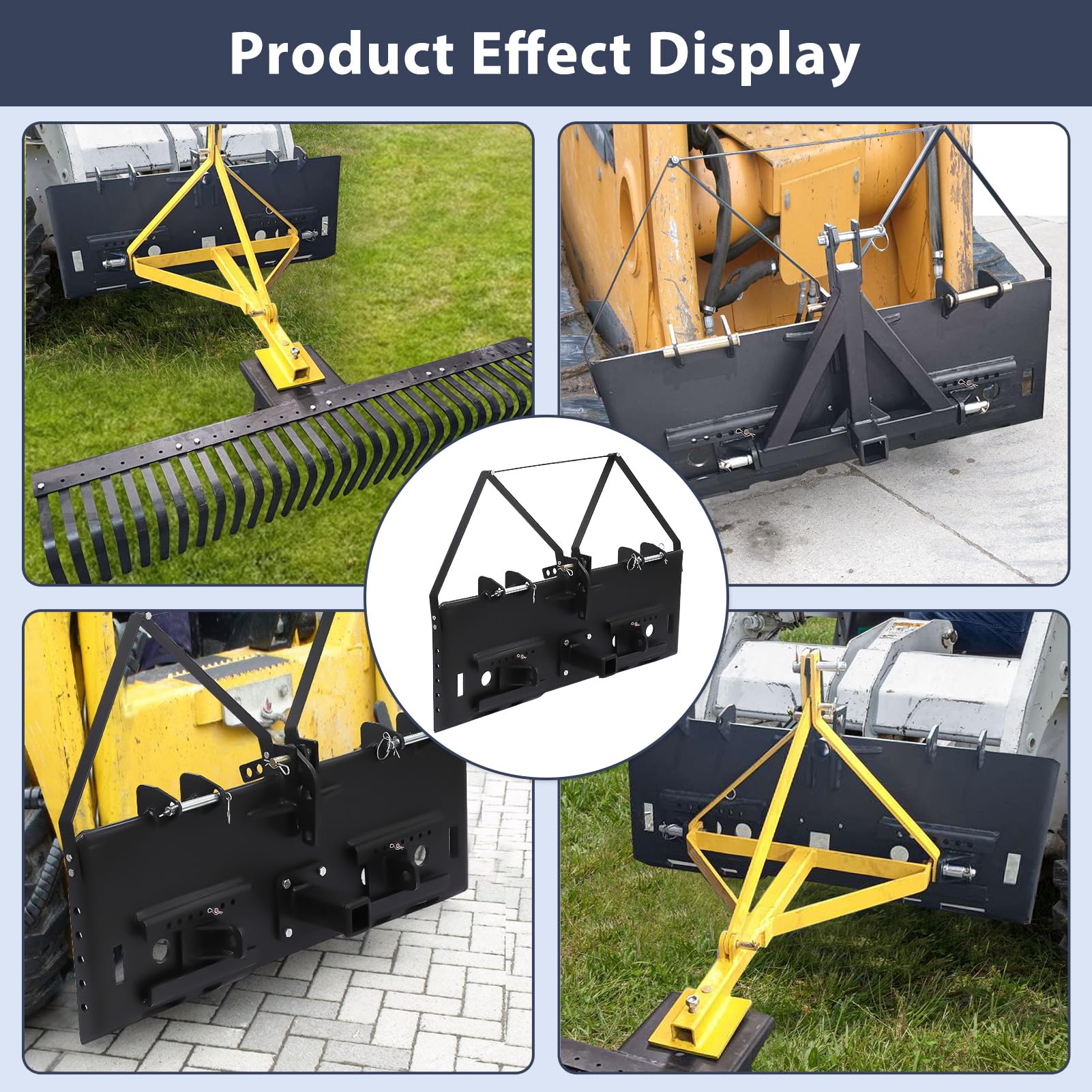 Garvee 1/2" Skid Steer Mount Plate Compatible for Detachable 2" Receiver & Cat1 Connector & 17" 49" Hay Spear & 48'' Pallet Forks, Universal Quick Tach Loader Plate Fits Kubota Bobcat Tractor