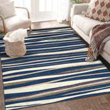 Garvee 5x7 Area Rugs for Bedroom Rug for Living Room Large Area Rug Non Slip Modern Rug Abstract Floor Mats Throw Rugs for Dining Room Stain Resistant No Shedding Classroom Rug 5'x7' - Blue