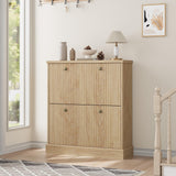 Garvee Modern 31.5" Freestanding  Shoe Cabinet With 2 Flip Drawers and Adjustable Removable Shelves for Entryway and Hallway, Natural - Natural