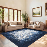 Garvee 6x9 Abstract Painted Pattern Thin Indoor Rug, Soft Low Pile Area Mat, Blue, Living Room Bedroom Hallway Study - Blue