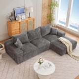 Garvee 110'' Modular Sectional Sofa, L-Shaped Sofa With Deep Seats, Modern Convertible Chenille Couch With Ottomans, Washable Cloud Sofa for Living Room, Bedroom, No Assembly Required - Grey