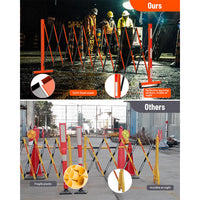 Garvee Metal Expandable Barricade, 11 Ft Folding Security Gate, High Strength Steel Expandable Barricade Gate Outdoor, Industrial Expandable Barricade Gate with Casters, Orange&Black