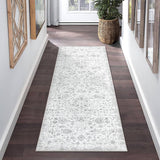 Garvee Runner Rug 2x6 Feet Washable Vintage Medallion Distressed Hallway Runner, Non-Slip Stain Resistant Floral Area Rug Kitchen Mat Entryway Carpet Runner for Doorway Bedside, Blue - Blue