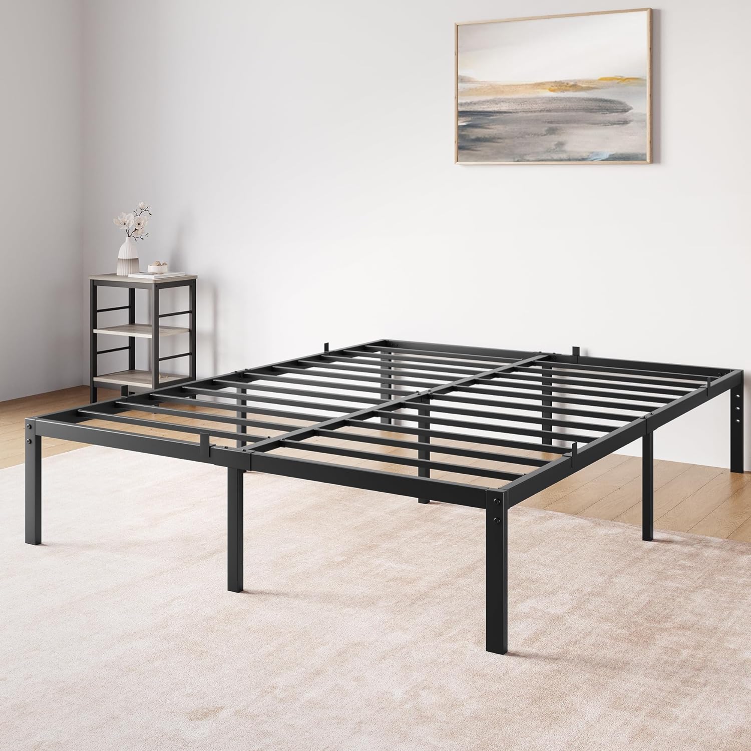 Garvee 14 Inch Full Bed Frame with Storage,Metal Platform Full Bed Frame No Box Spring Needed Steel Slat Support Easy Assembly (Full)