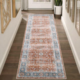 Garvee Area Rug 2x6, Washable Hallway Runner Rug, Non-Slip Laundry Rug Runner, Non Shedding Floor Carpet Vintage Area Rugs for Hallway Bedroom Kitchen Bathroom, Apricot - Apricot