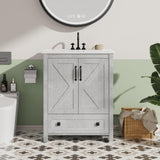Garvee Modern 24" Freestanding Bathroom Vanity with with 2 Doors and Storage Drawer for Bathroom, Grey - Grey