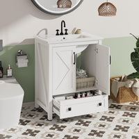 Garvee Modern 30" Freestanding Bathroom Vanity with with 2 Doors and Storage Drawer for Bathroom, White