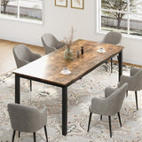 Garvee 70.9" Long Dining Table for 6, Wooden Large Rectangle Kitchen Table with Sturdy Metal Legs, Modern Industrial Dinner Table for Dining Living Room, Kitchen, Brown - Brown