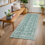 Garvee Washable Area Rugs Non-Slip Vintage Distress Large Rugs for Living Room Bedroom Dining Room Nursery Office Neutral Oriental Thin Carpet - Green