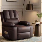 Garvee 22" Massage Recliner Chair for Adults, Lazy Boy Recliner with Vibrating and Heating, PU Leather Recliner with Cup Holders and Side Pockets, for Living Room, Bedroom, and Nursery, Coffee - Coffee