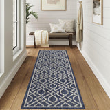 Garvee Outdoor Rug 2x8 Runner Rug Waterproof Non Shedding Blue Geometric Indoor Outdoor Patio Deck Camping - Blue