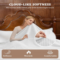 Garvee Waffle Heated Blanket Twin 62"x84", Fast Heating Electric Blanket with 4 Adjustable Heating Level & 10 Hours Auto Off, ETL Certified, Plush Flannel & Sherpa for Sofa, White