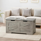 Garvee Wooden Storage Chest with Safety Hinge, Flip Top, 39.4" Bench, MDF Board, Farmhouse Style, Entryway, Bedroom, Gray - grey