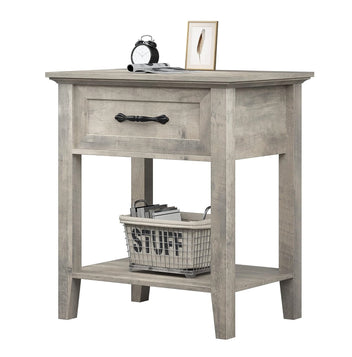 Garvee Square Nightstand, Bedside Table End Table for Bedroom Nursery Living Room, End Table with Storage Drawer, Easy Assembly, 1 PC-Gray
