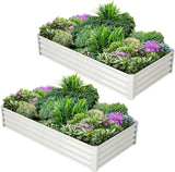 Garvee 2 Pcs 6' X 3' X 1' Raised Garden Bed, Galvanized Planter, Upgraded Quality, Open Base, Safety Edge, Gloves, Outdoor Gardening, White - White