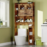 Garvee Farmhouse Over The Toilet Storage Cabinet with Adjustable Shelf and Glass Door, Brown - Brown