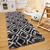 Garvee Shag Rug for Living Room 2x8 Runner Rug Shaggy Rug Kids Rug Plush Rug Geometric Bedroom Carpet Fluffy Rug Bedside Rug Soft Rug Non Skid Rug Modern Area Rug for Nursery Dorm, Black - Black