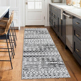 Garvee Geometric Runner Rug 2x6 - Machine Washable, Easy-Cleaning, Non-Shedding, Stain Resistant, Non-Slip, Foldable Indoor Mat for Living Room, Bedroom, Kitchen, Entryway, Bathroom, Grey - Gray