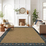 Garvee 8x10 Area Rugs for Living Room Rug Washable, Modern Minimalist Floral Bordered Large Throw Carpet for Bedroom Nursery Non Slip Stain Resistant Home Decor Mat, Blue - Blue