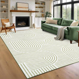 Garvee Washable Rug 9x12 Area Rugs for Living Room, Abstract Rug for Bedroom, Soft Rainbow Non Slip Throw Rugs With Rubber Back, Low Pile Stain Resistant Boho Geometric Carpet for Dining Room, Green - Green