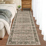 Garvee Vintage Style Area Rugs Non-Slip Reversible Machine Washable Rug for Living Room Bedroom Brown 2x6ft 61x183cm - Brown