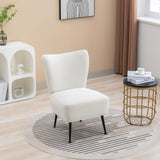 Garvee Living Room Armless Accent Chair With Rubber Wooden Legs Modern Upholstered Corner Side Chair Beige - Beige