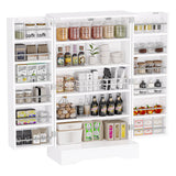 Garvee 41" Kitchen Pantry Cabinet Storage + Adjustable Shelves + Compact Design + MDF Material + Magnetic Latches + White Finish + Small Spaces