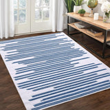 Garvee Area Rug 4X6 Non Slip Washable Rug Modern Berber Stripe Area Rug Non Shedding Indoor Floor Cover Low Pile Carpet Rug Lightweight Rug for Bedroom Living Room, Cream/Blue - Blue
