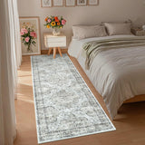 Garvee Vintage Floral Runner Rug 2x6 Washable Non-Shedding Low Pile Entryway Rug Blue Brown - Blue Brown