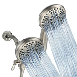 Garvee 24-Setting High Pressure 3-Way Shower Head Combo, Hand Held Shower & Rain Shower Separately or Together, 5" Dual 2 in 1 Showerhead with Stainless Steel Hose - Brushed Nickel - Brushed Nickel