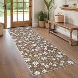 Garvee 2x6 Runner Rug Brown, Modern Floral Pattern, Machine Washable, Non-Slip, Low Pile for Bedside and Kitchen - Brown
