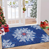 Garvee Christmas Snowflake Area Rug 2x3 Washable Non Slip Blue for Entryway Bedroom Living Room - Blue