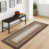 Garvee Bordered Moss Brown 2x10 Machine Washable Non Slip Low Pile Pet Friendly Braided Print Runner for Hallway Kitchen Living Room Bedroom Bathroom - Moss Brown