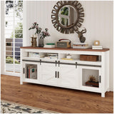Garvee Farmhouse Industrial TV Stand for 55/60 Inch TV with Sliding Barn Door, Wood Rustic Console Storage Cabinet, Particle Board, MDF, Cable Management, Living Room, Kitchen, Dining Room