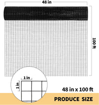 Garvee Black Hardware Cloth 15 Gauge 48" x 100' Vinyl Coated and Galvanized Alloy Steel Wire Mesh Roll, 1:1 inch Chicken Wire Fencing Mesh, Wire Fence Roll for Garden Pet/Poultry Enclosures Protection