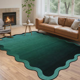 Garvee Scalloped Washable 5x7 Rug Non Slip Ombre Carpet for Living Room Bedroom Dining Room Nursery Office Apartment Green - Green