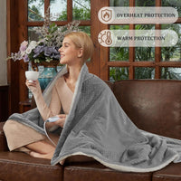 Garvee Waffle Heated Blanket Twin 62"x84", Fast Heating Electric Blanket with 4 Adjustable Heating Level & 10 Hours Auto Off, ETL Certified, Grey