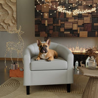 Garvee Accent Barrel Chairs Living Room Chairs, Faux Leather Upholstered Club Armchairs with Soft Padded Seat for Bedroom Reading Waiting Room, Gray