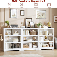Garvee 3 Tier Bookshelf, 39.4" Tall Farmhouse Bookcase with Adjustable Shelves, 31.5" W Floor Standing Open Display Storage Rack with Anti-Slip Design for Home Office, Balcony, Library, Study / Living Room, White