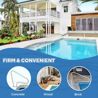 Garvee Pool Handrail 48x36 Pool Rail 304 Stainless Steel Silver Rustproof Pool Stair Rail with Blue Grip Cover Humanized Swimming Pool Railing, Quick Mount Accessories for Pools and Spas