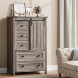 Garvee Dresser for Bedroom with 5 Drawers, 48" Tall Chest of Drawers, Wooden Closet Dresser with Storage Cabinet, Grey Farmhouse Dresser Organizer with Handles for Living Room, Hallway, Entryway - Grey - Gray