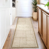 Garvee Geometric 2x6 Kitchen Rugs Washable Non Slip Indoor Modern Hallway Runner Beige Ultra Thin - Beige